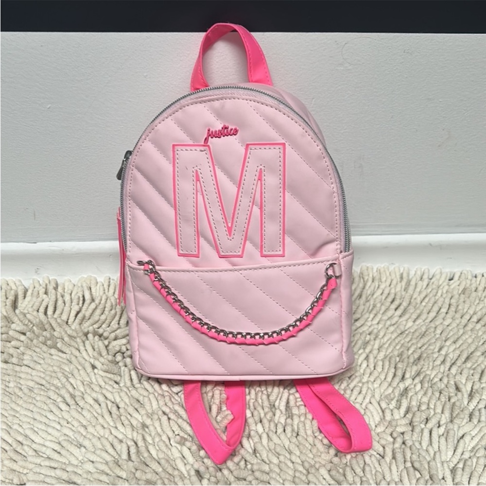 Justice Quilted Padded Initial Mini Backpack Purse